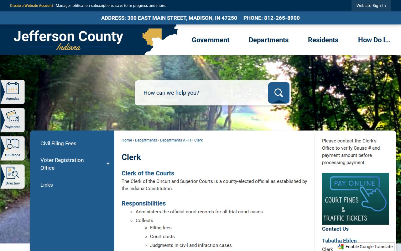 Jefferson County court docket Clerk records