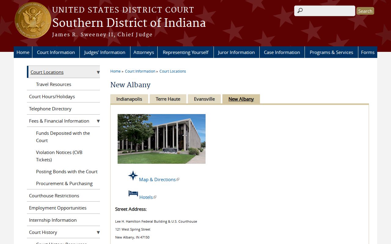 New Albany federal court route for Brooksburg court records