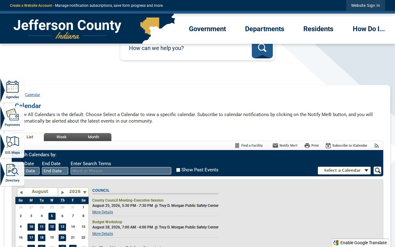 Jefferson County court calendar compared with county government calendar