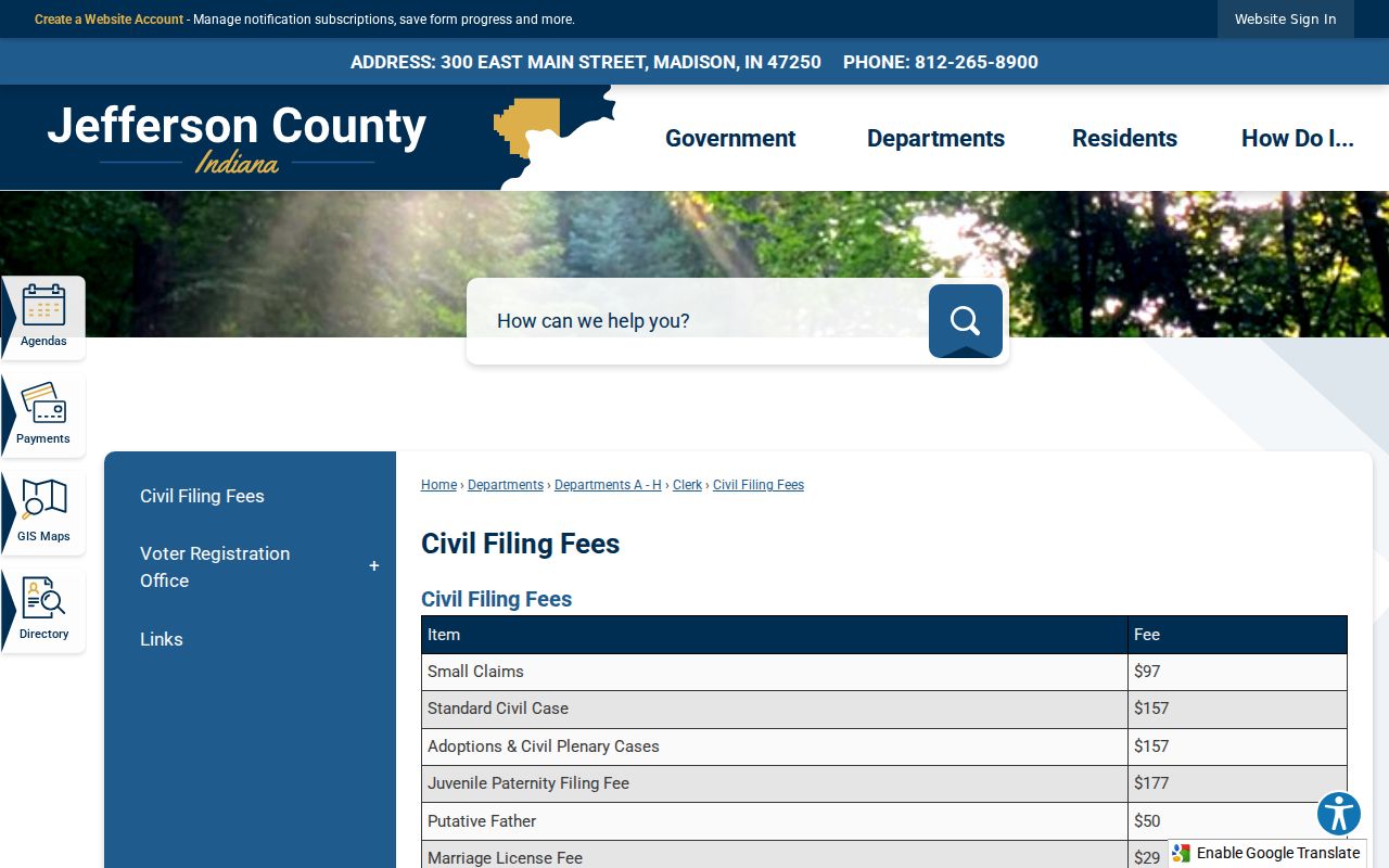 Jefferson County civil court docket filing fees