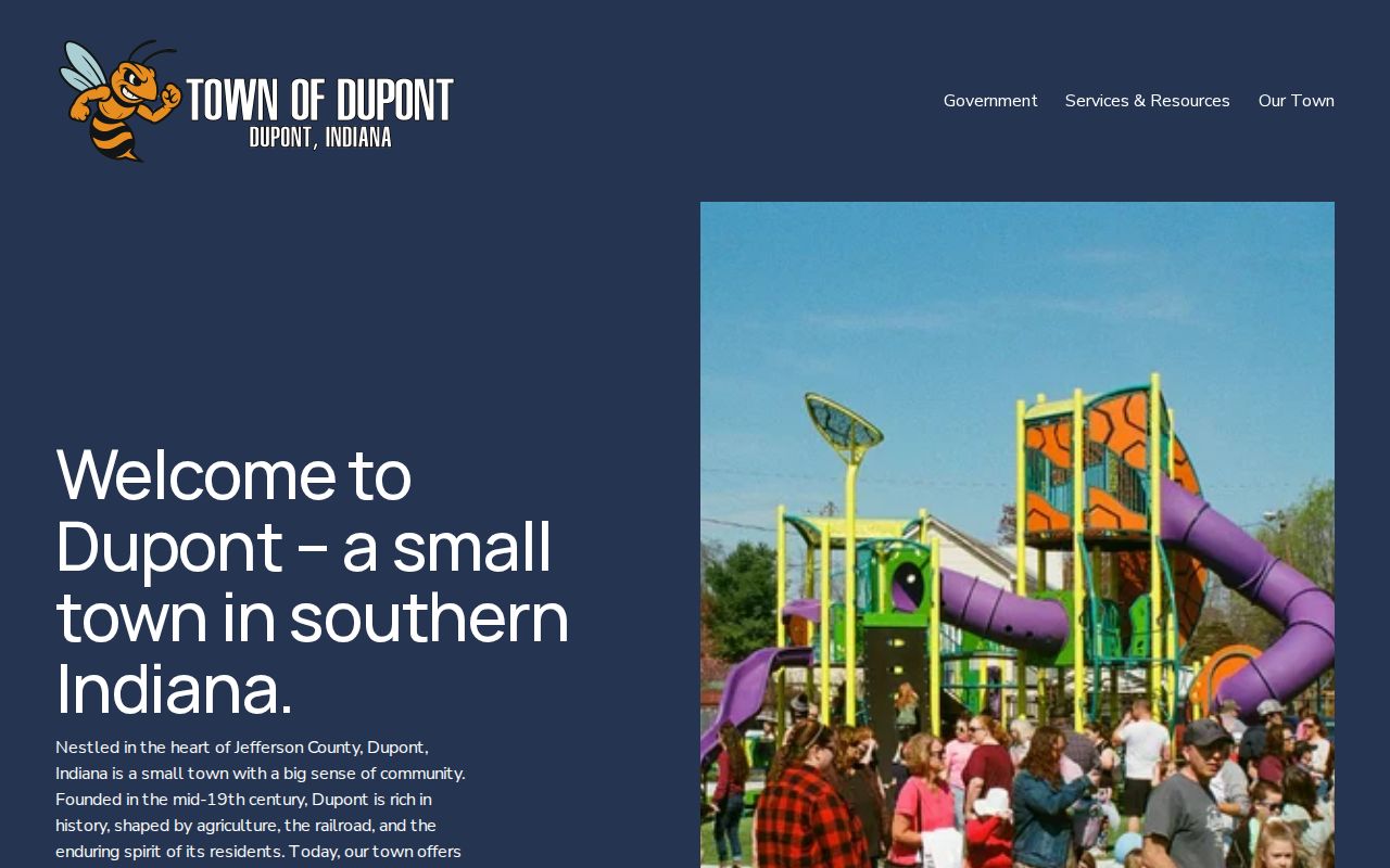 Dupont town contact page for distinguishing town and court records
