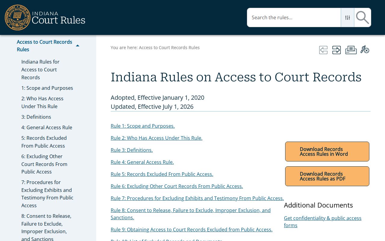 Jefferson County court records Indiana access rules