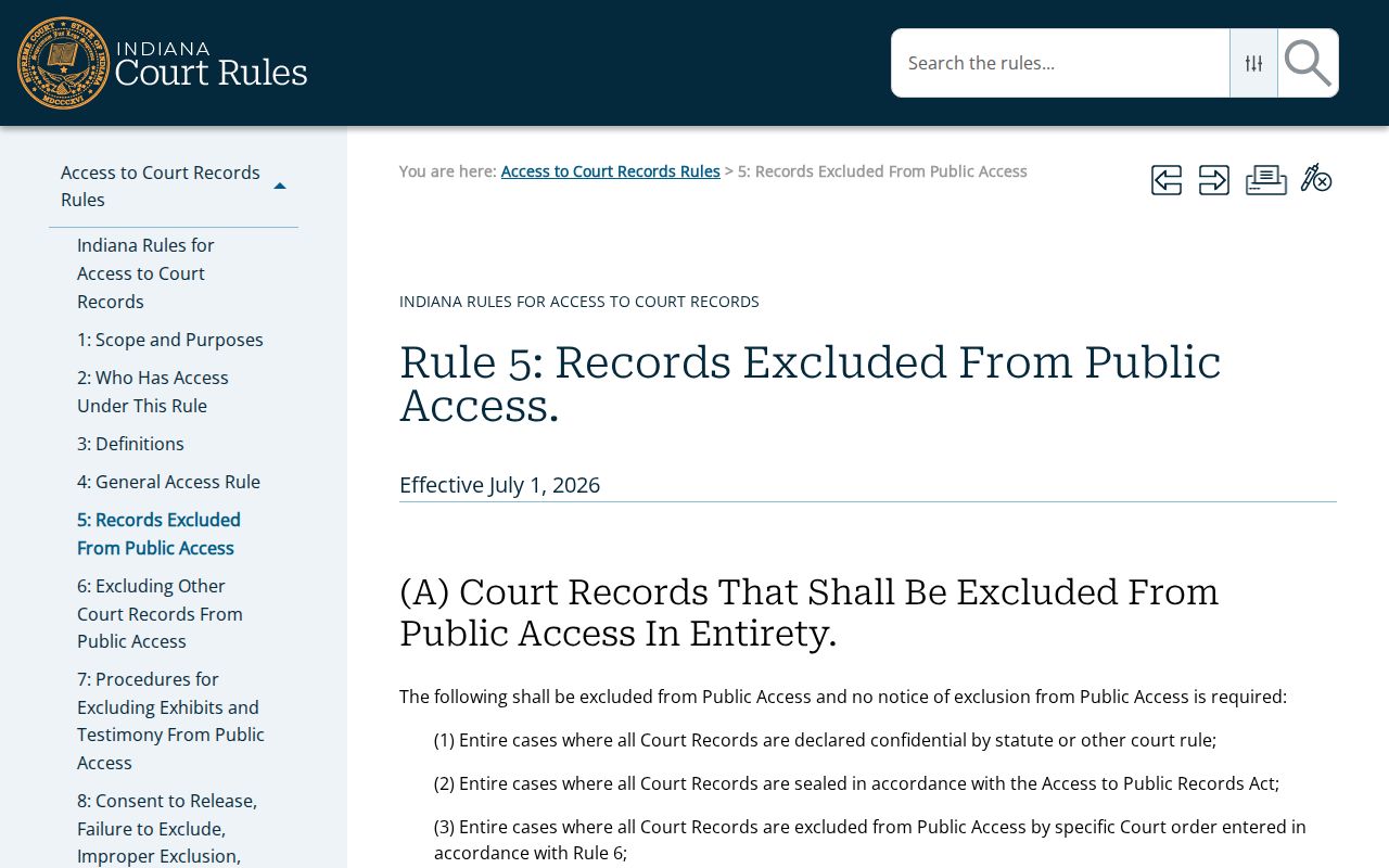 Jefferson County court records Rule 5 exclusions
